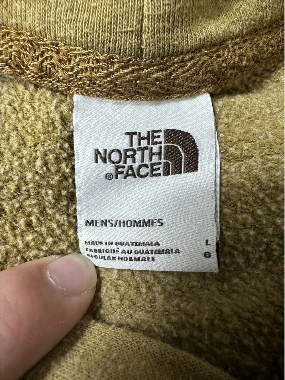 The North Face Hoodie Pullover Sweatshirt Brown Gold Mens Large L Patch
